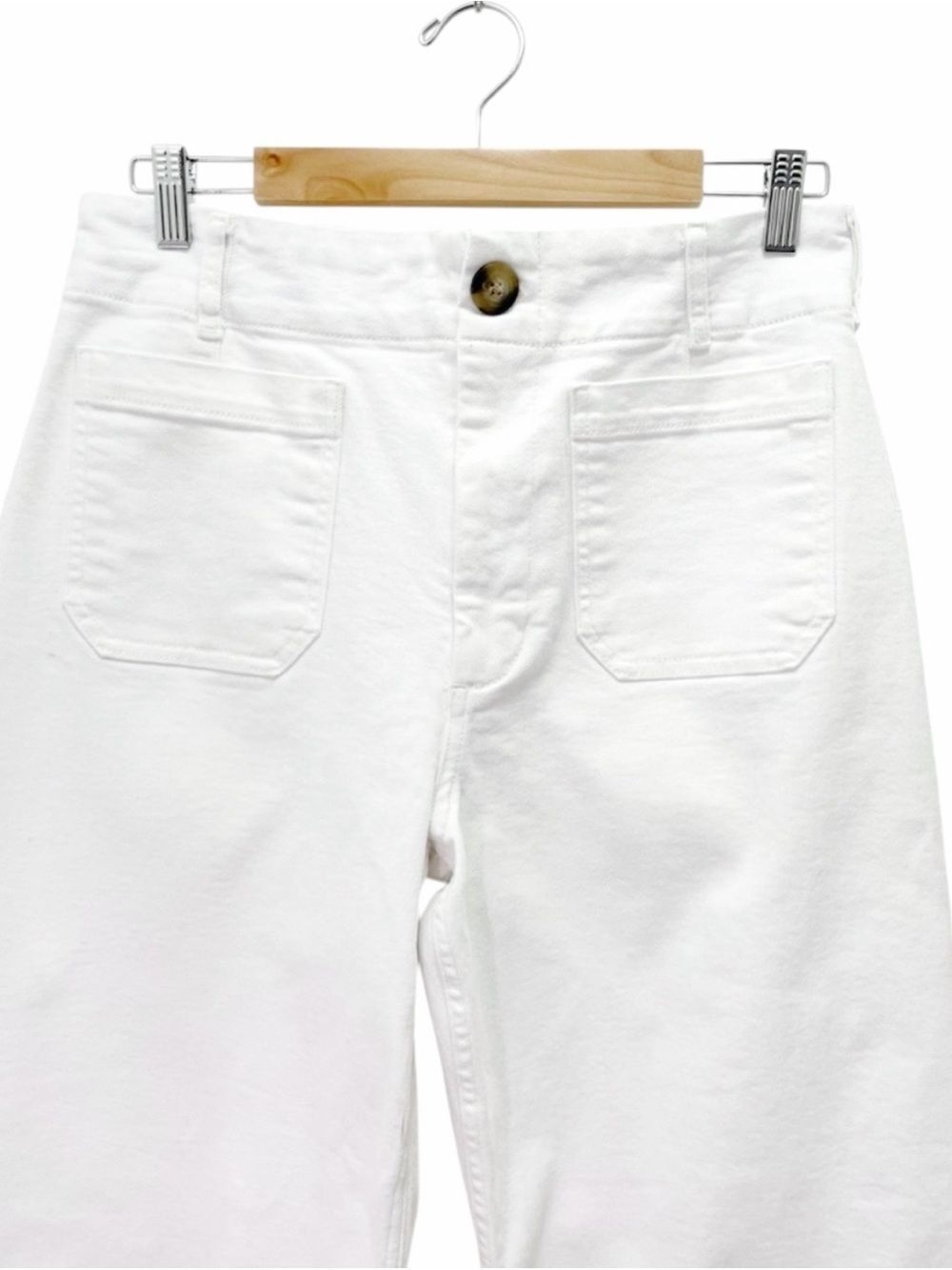 Anthropologie Maeve Colette Crop 26 Wide Leg Jeans White High Rise Patch Pocket - Picture 5 of 12